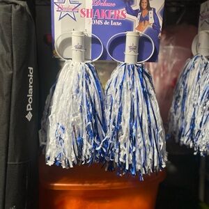 Vibrant Blue and White Shakers Poms